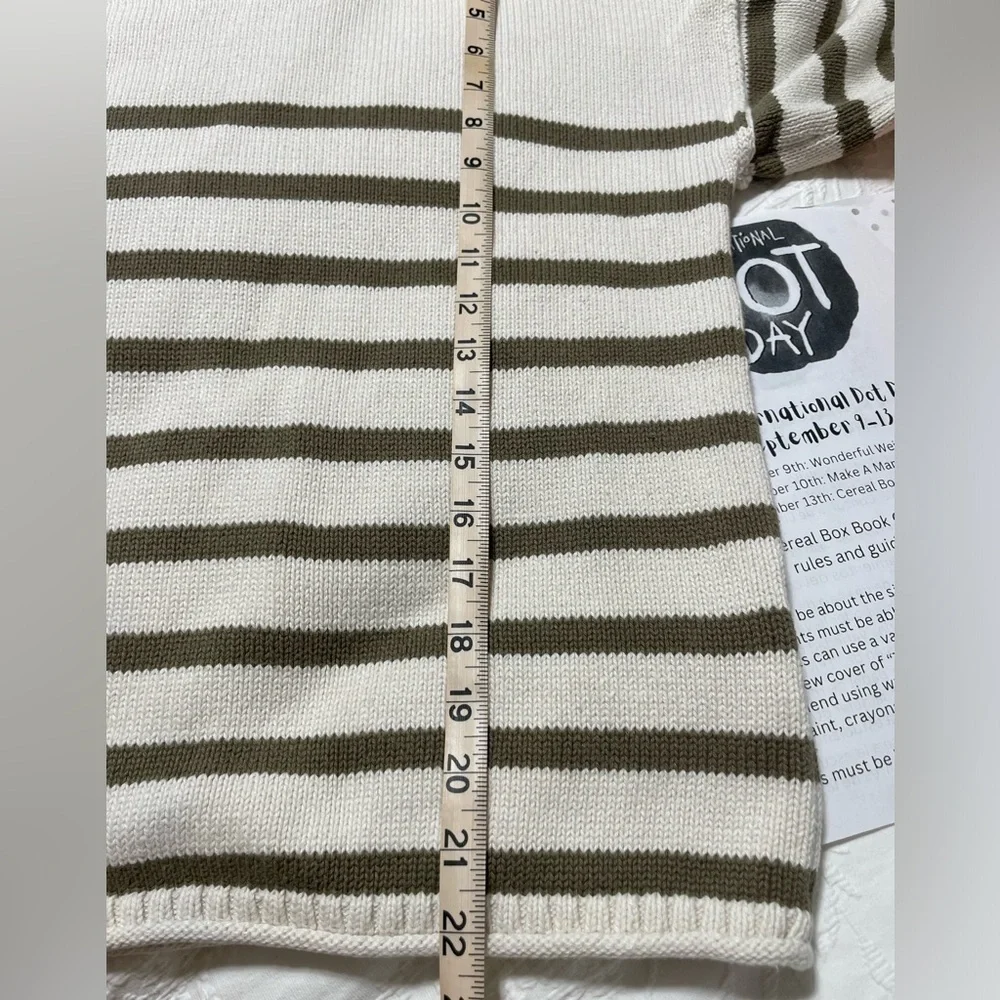 Madewell Conway Pullover Sweater Cream With Green Stripes Size XS
